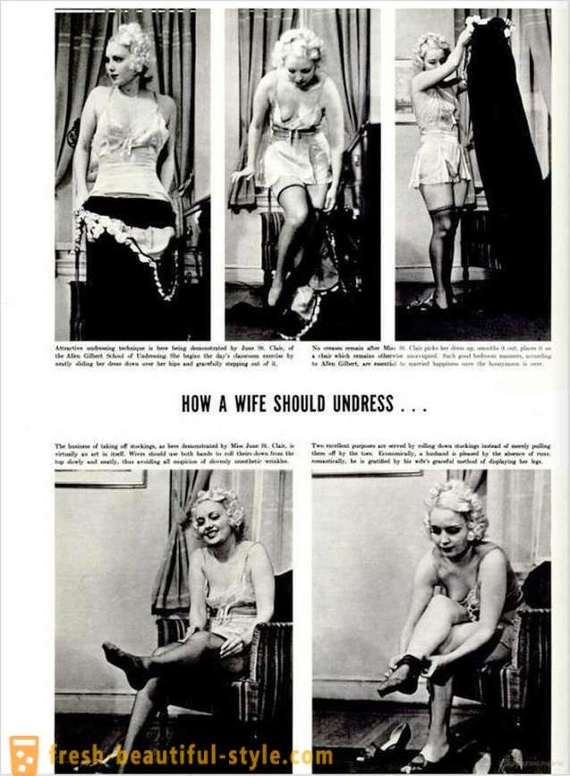 Как да се събличам в спалнята: инструкция през 1937 г. за жените